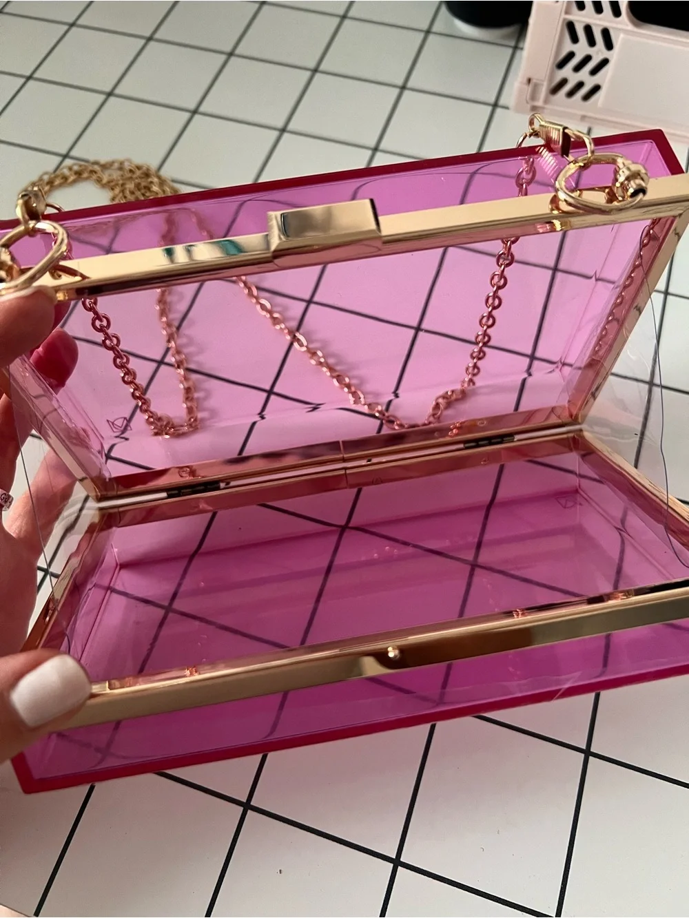Clear Pink Acrylic clutch Bag